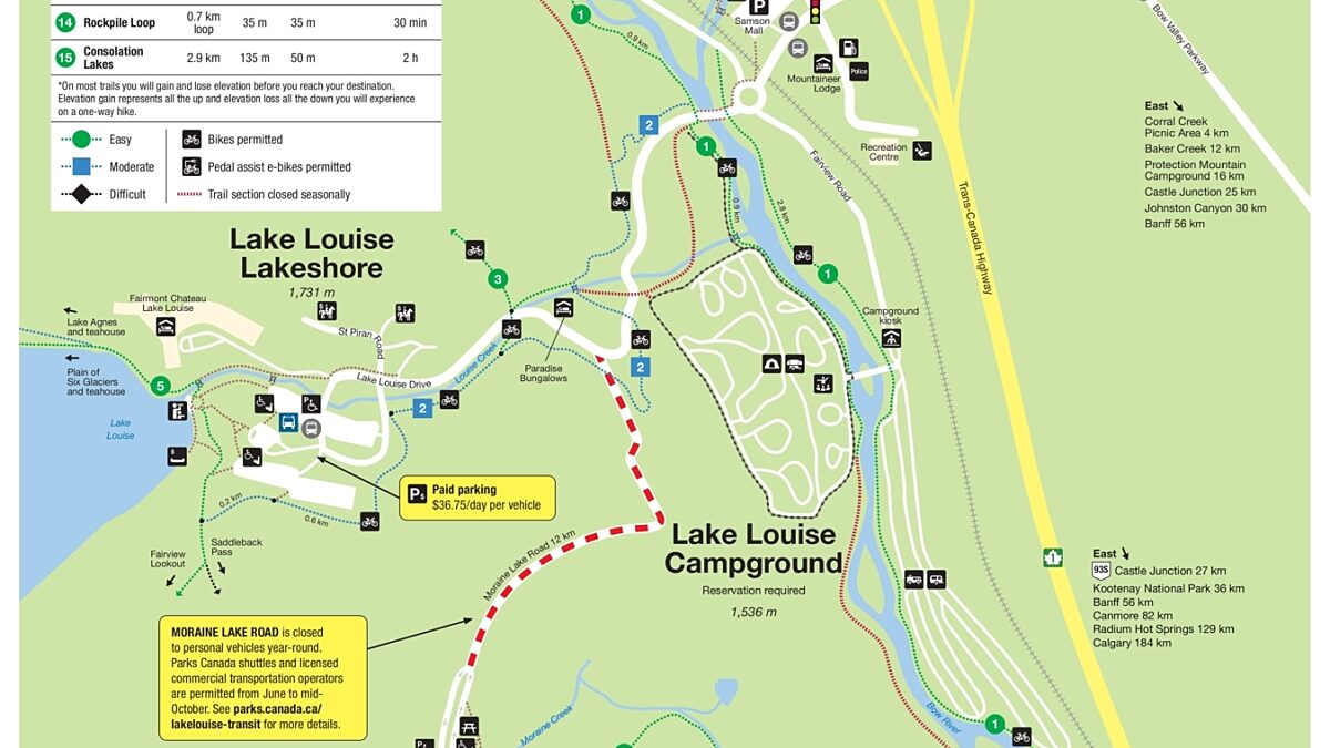 2025 Maps of the Lake Louise area | Mountaineer Lodge | Banff National Park
